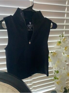 In Good Spirits Black Sleeveless Half-Zip Knit Tank